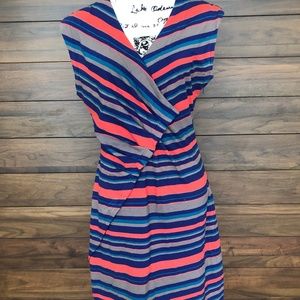 Marc Jacobs Stripe Cocktail V Neck Dress
